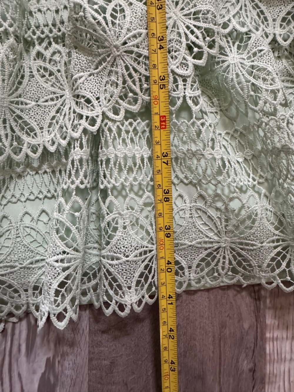 Gianni Bini Lace Dress Size 8 Mint Green Tiered Boho V-Neck - Picture 14 of 15